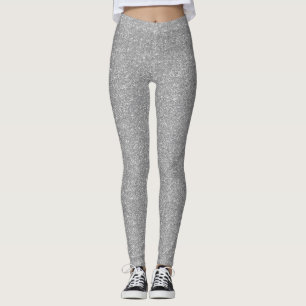 Modern and trendy silver glitter leggings