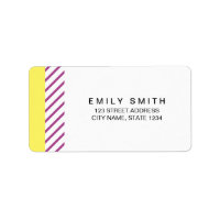 Modern and Trendy Yellow & Purple Stripes Address Label