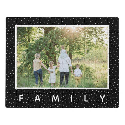 Modern and Unique Black White Dot Family Photo Jigsaw Puzzle