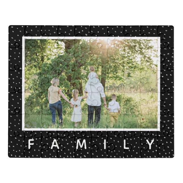 Modern and Unique Black White Dot Family Photo Jigsaw Puzzle (Puzzle Horizontal)