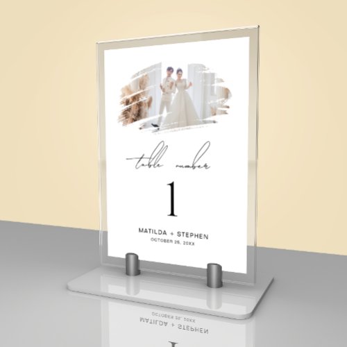 Modern And Unique Custom Photo Wedding  Table Number
