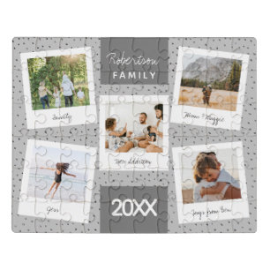 Modern and Unique Family Photo Collage & Caption Jigsaw Puzzle
