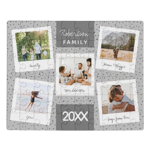 Modern and Unique Family Photo Collage  Caption Jigsaw Puzzle