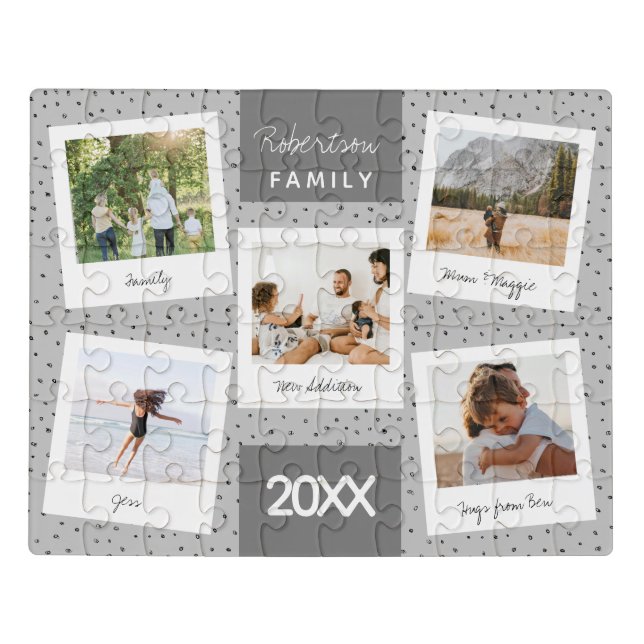 Modern and Unique Family Photo Collage & Caption Jigsaw Puzzle (Puzzle Horizontal)