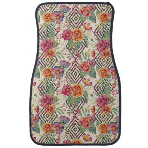 Modern and unique floral bouquet car floor mat