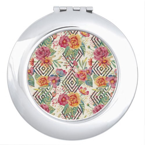 Modern and unique floral bouquet compact mirror