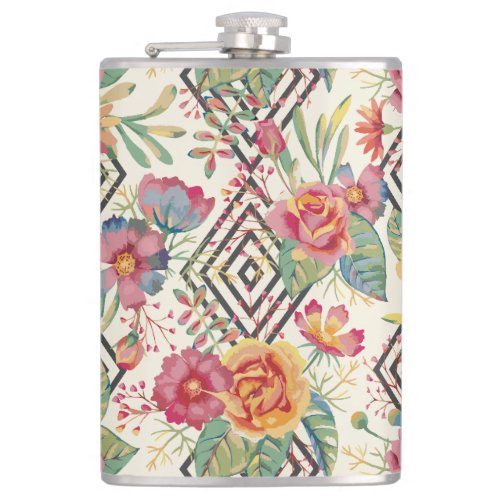 Modern and unique floral bouquet flask