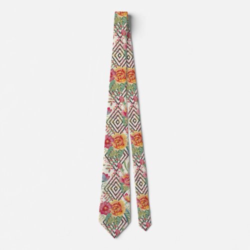 Modern and unique floral bouquet neck tie