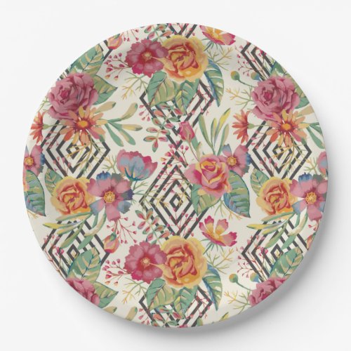 Modern and unique floral bouquet paper plates