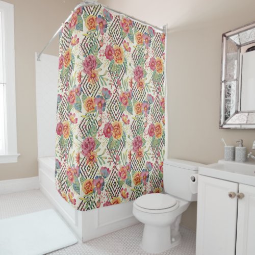 Modern and unique floral bouquet shower curtain