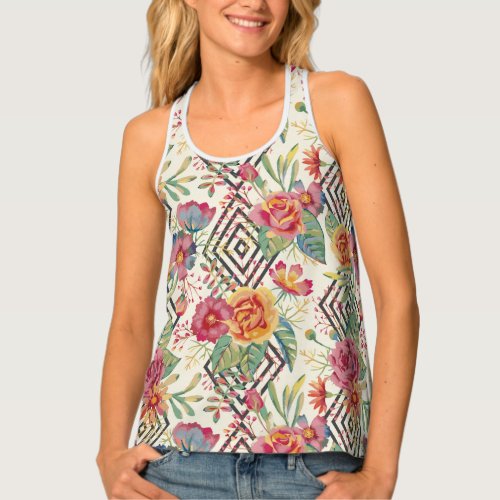 Modern and unique floral bouquet tank top