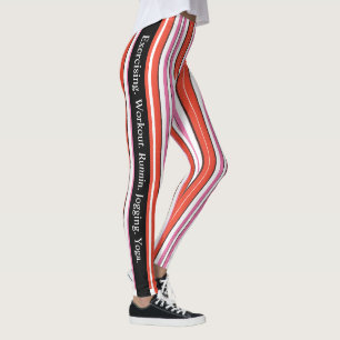 Modern and unique monogram l Colorful stripes Red Leggings