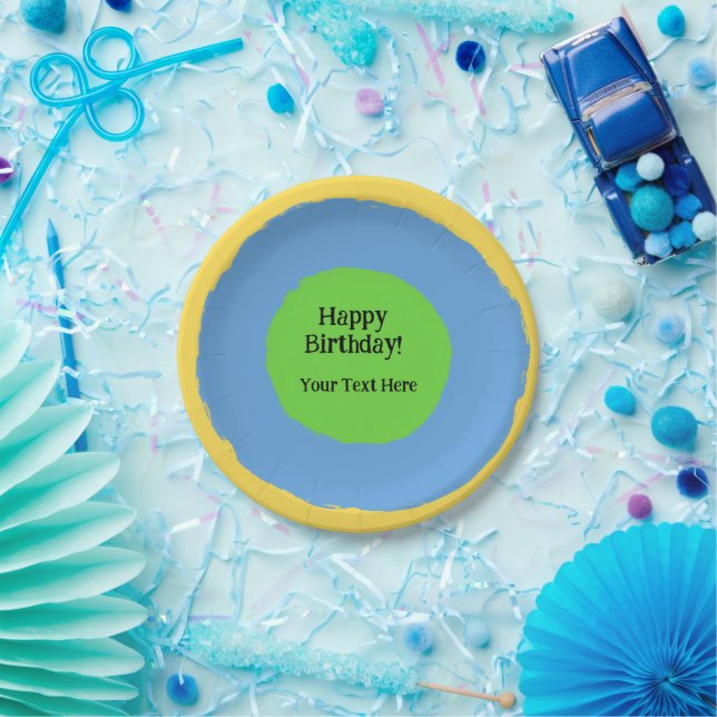 Modern and Vibrant Design Custom Text Paper Plates (Party)