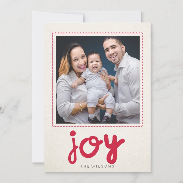 Modern and Whimsical Joy Holiday Photo Card (Front)