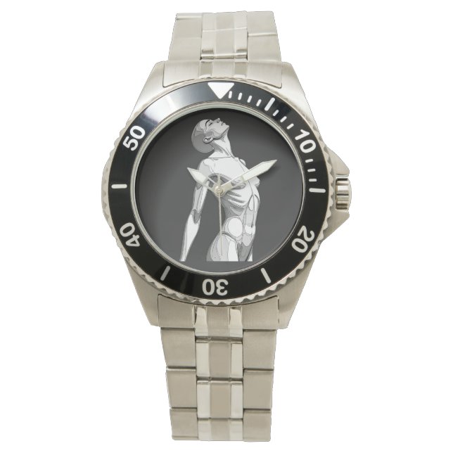 Modern Android Anatomy - Premium Steel Wristwatch (Front)