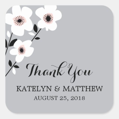 Modern Anemone  Wedding Square Sticker