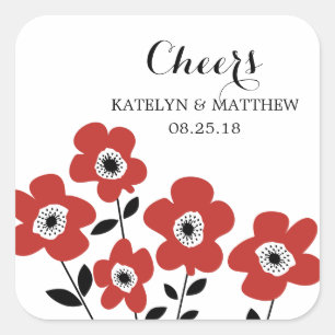 Modern Anemone Wedding Square Sticker