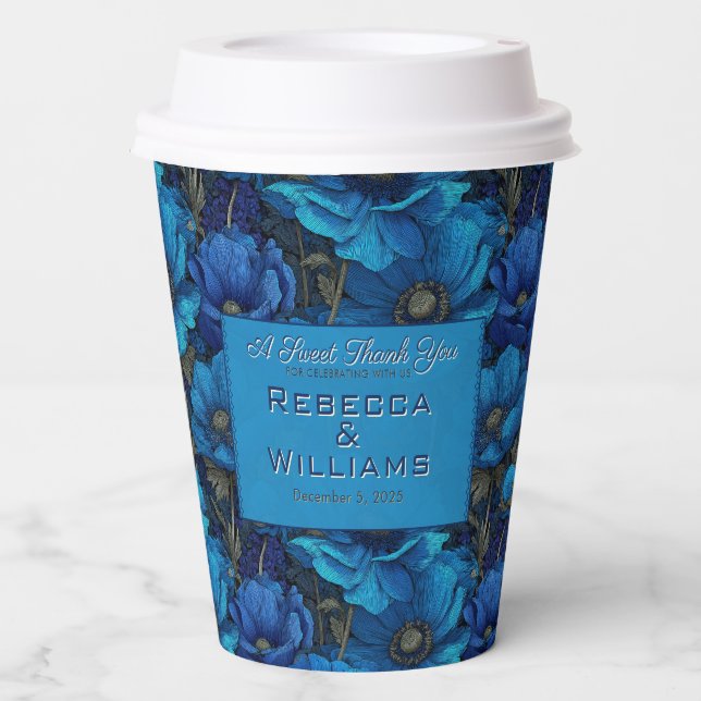 Modern Anemones Fantasy Garden Wedding Paper Cups (Front)