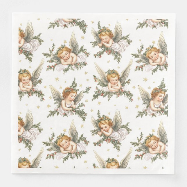Modern angels pattern paper dinner napkins (Front)
