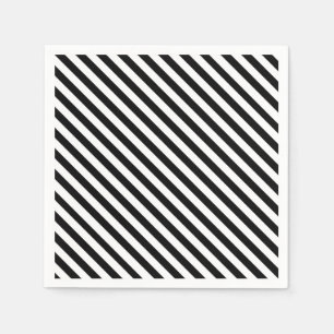 Modern Angled Black and White Stripes Napkins