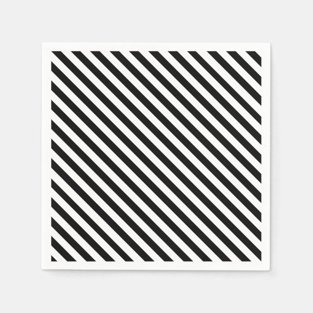 Modern Angled Black and White Stripes Napkins (Front)