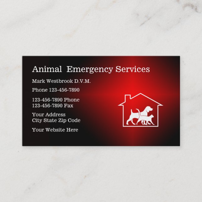 Modern Animal Hospital Veterinarian Business Card (Front)