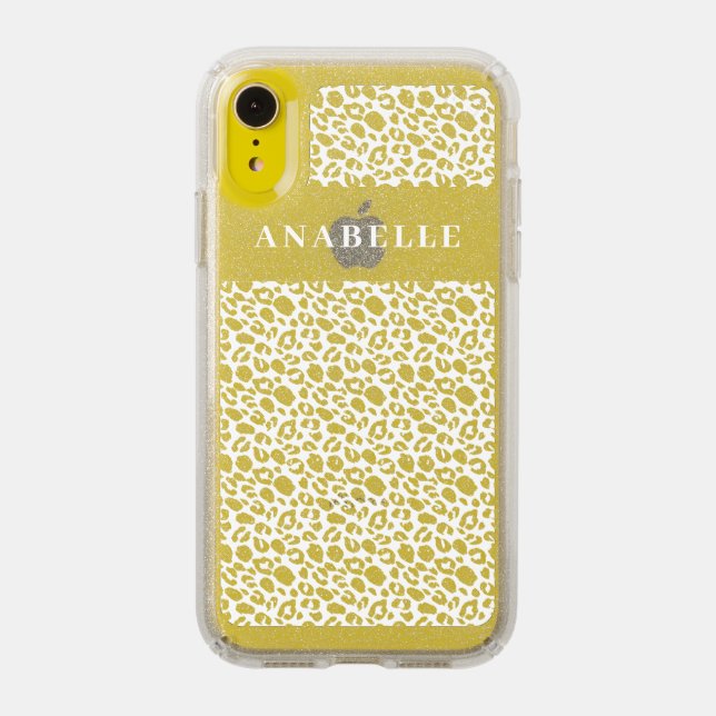 Modern animal leopard print personalized speck iPhone XR case (Front (Yellow Phone))