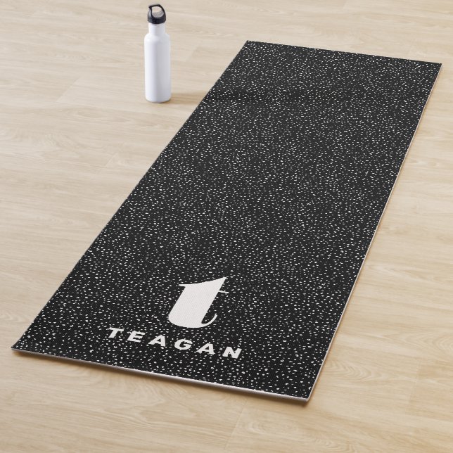 Modern animal print black and white personalized yoga mat (In Situ)