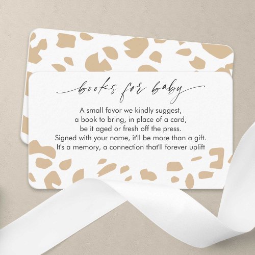 Modern Animal Print Gender Neutral Books request  Enclosure Card