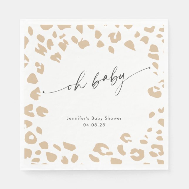 Modern Animal Print Oh Baby Gender Neutral Shower Napkins (Front)