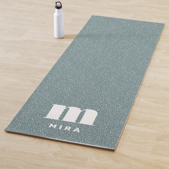 Modern animal print teal personalized yoga mat (In Situ)