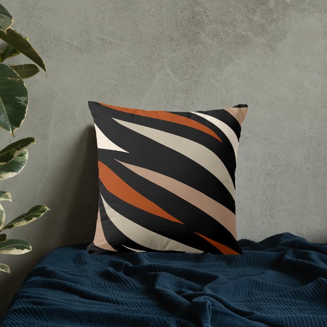 Modern Animal Stripes Natural Earth Tones Throw Pillow (Creator Uploaded)