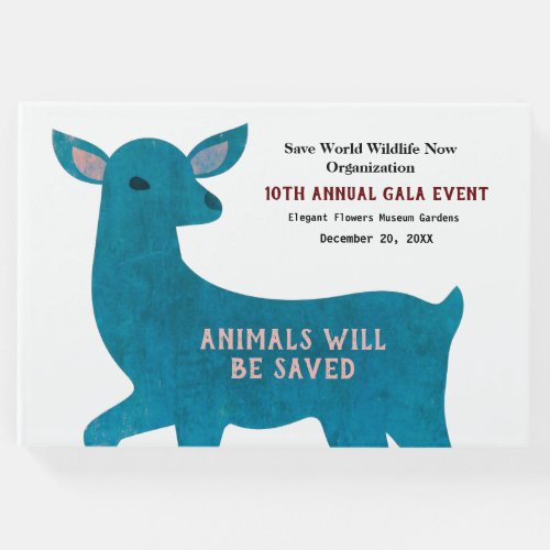 Modern Animals Save Event Blue Guest Book