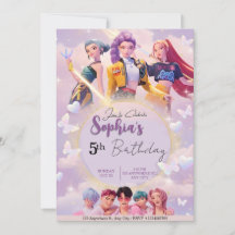 Modern Anime Girl Squad Neon Purple Birthday 