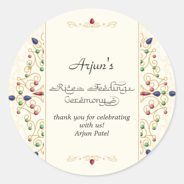 Modern Annaprashan First Rice Ceremony Classic Round Sticker (Front)