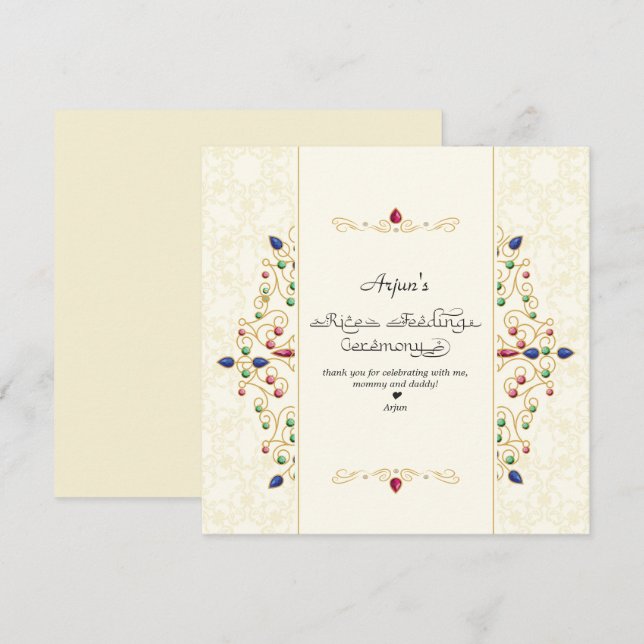 Modern Annaprashan First Rice Ceremony Thank You Card (Front/Back)