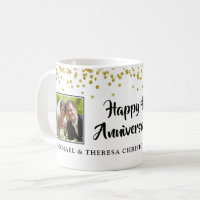 Modern Anniversary 2 Photos Gold Confetti Names