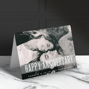 Modern Anniversary   Love Photo Happy Wedding Name Card