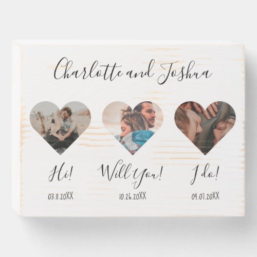 Modern anniversary names love gift photo wooden box sign