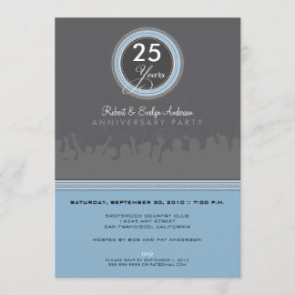 Modern Anniversary Party Invitation (grey/blue)