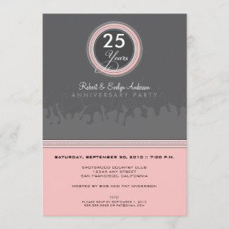 Modern Anniversary Party Invitation (grey/pink)