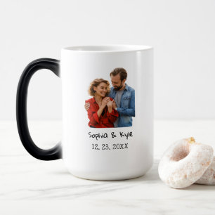 Modern Anniversary Photo Birthay For new Couple Color Morph Mug