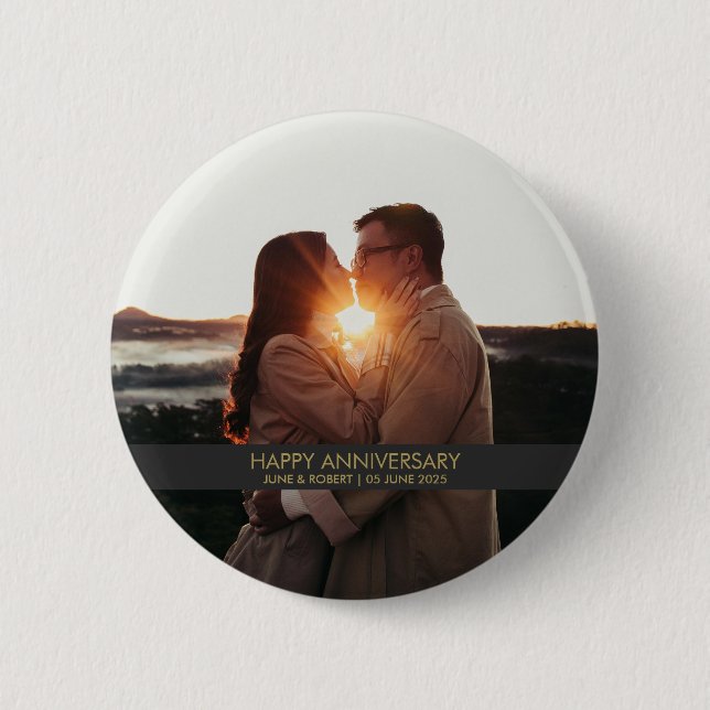 Modern anniversary photo love  button (Front)