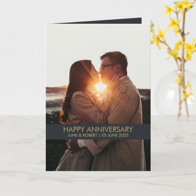 Modern anniversary photo love card (Yellow Flower)