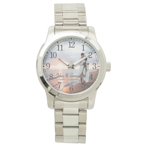 Modern Anniversary Photo Personalized Watch