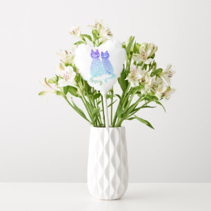 Modern Anniversary Turquoise Gradient Cats Party Balloon