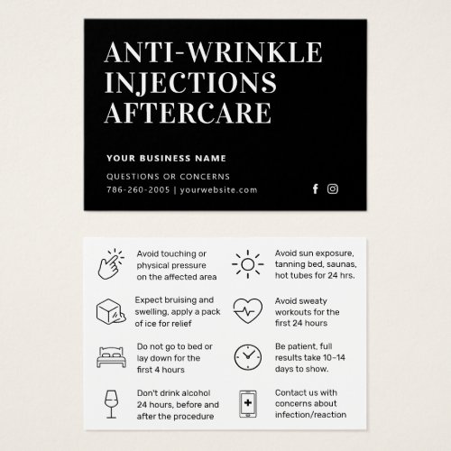 Modern Anti Wrinkle Injections  Aftercare Card 