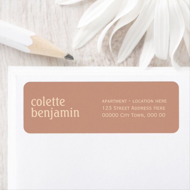Modern Antique Orange & Pale Peach Address Label (Insitu)