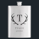 Modern Antler Personalized Bridal Party Gift Flask<br><div class="desc">Visit our website www.berryberrysweet.com for stylish stationery designs and custom gifts!</div>
