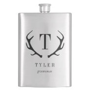 Modern Antler Personalized Bridal Party Gift Flask at Zazzle